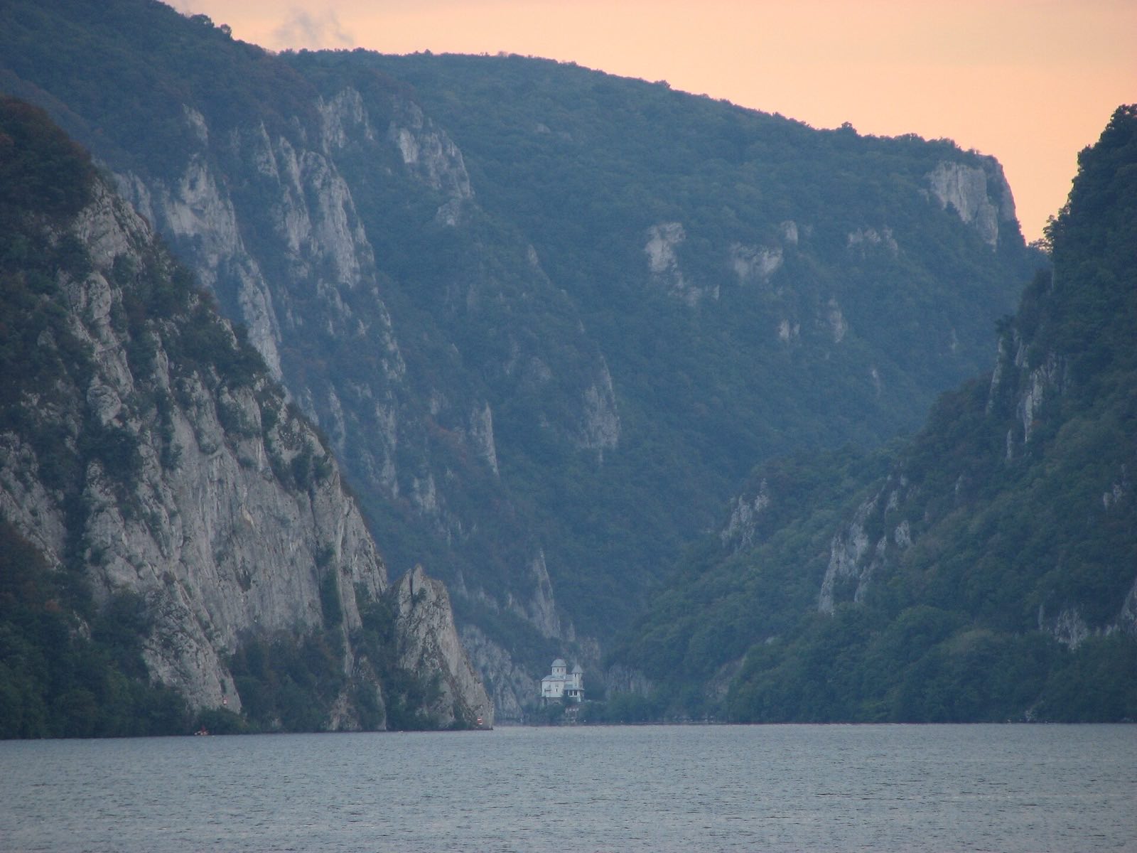 The Danube squeezed between sheer cliff walls